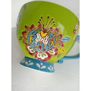 Dutch Wax Handpainted Ceramic Mug 16 oz Anthropologie Coffee Cup Colorful FD4
